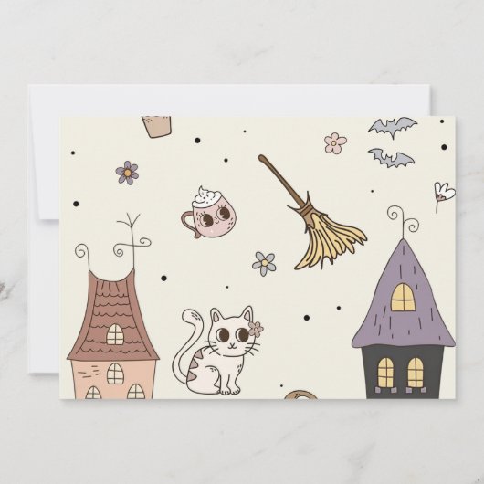 Vier Mal Spooky Niedlich Ghost Halloween Geburtsta Einladung (Rückseite)