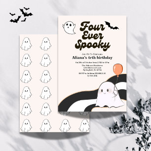 Vier Mal Spooky Retro Halloween 4. Geburtstag Einladung