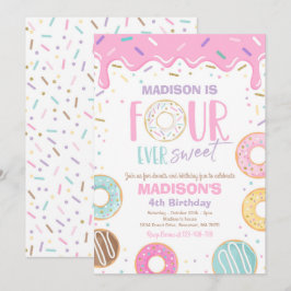 Vier mal süß Donut 4. Geburtstag Party Einladung