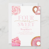 Vier Mal süß Geburtstag Einladung (Vorderseite)