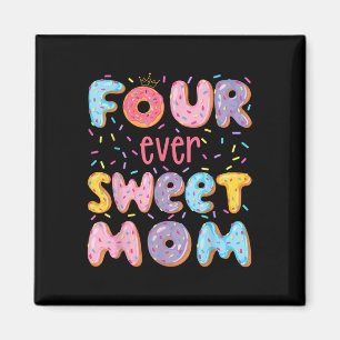 Vier mal süße Mama 4. Geburtstagskarte Donut Lover Magnet