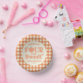 Vier mal süße Pfirsichfrüchte 4. Geburtstag Party Pappteller (Party)