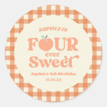 Vier mal süße Pfirsichfrüchte 4. Geburtstag Party