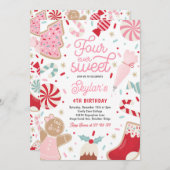 Vier mal süße Weihnachtskost Geburtstagsparty Einladung (Vorne/Hinten)