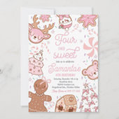 Vier mal süße Weihnachtskost Geburtstagsparty Einladung (Vorderseite)