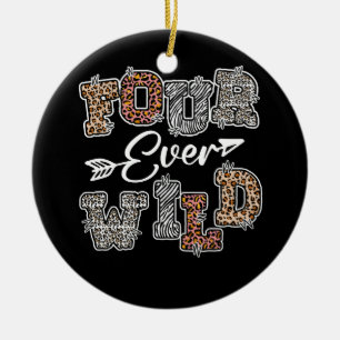 Vier mal Wild 4. Geburtstag 4 Jahre Alter Safari L Keramik Ornament