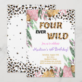 Vier-mal Wild 4. Geburtstag Einladung (Vorne/Hinten)