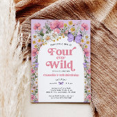 Vier mal Wild Butterfly Wildblume 4. Geburtstag Einladung