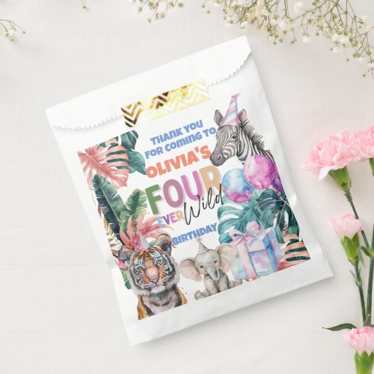 Vier Mal Wild drei Safari Party Animal danke Geschenktütchen (Versiegelt)