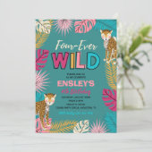 Vier-Mal-Wild-Einladung | Jungle 4. Geburtstag Einladung (Stehend Vorderseite)