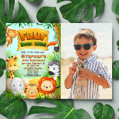 Vier Mal Wild Safari Geburtstag mit Foto Einladung