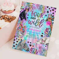 Vier Mal Wild Safari Neon Cheetah Geburtstagsparty