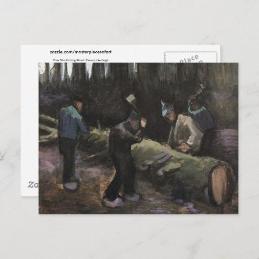 Vier Männer schneiden Holz, Van Gogh Fine Art Postkarte (Vorne/Hinten)