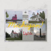 Vier Michigan Lighthouse Postkarten (Vorderseite)