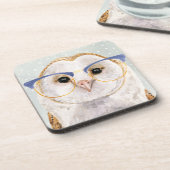 Vier-Mit Augen Forester | Weiße Eule Getränkeuntersetzer (Linke Seite)