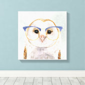 Vier-Mit Augen Forester | Weiße Eule Leinwanddruck (Insitu (Holzboden))