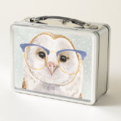 Vier-Mit Augen Forester | Weiße Eule Metall Brotdose (Rückseite)