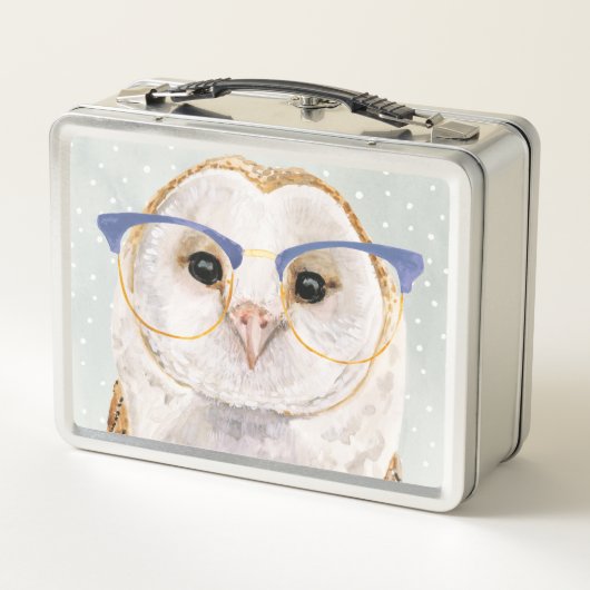 Vier-Mit Augen Forester | Weiße Eule Metall Brotdose (Rückseite)