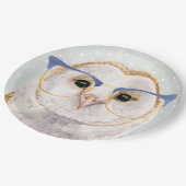 Vier-Mit Augen Forester | Weiße Eule Pappteller (Schrägansicht)