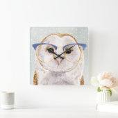 Vier-Mit Augen kluge Eule des Förster-| Quadratische Wanduhr (Zuhause)