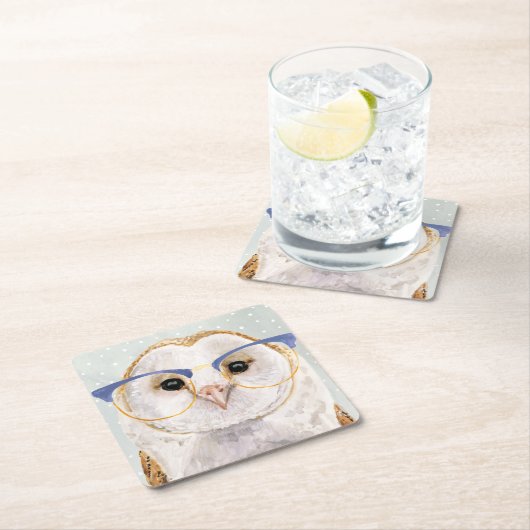 Vier-Mit Augen kluge Eule des Förster-| Rechteckiger Pappuntersetzer (Vor Ort)