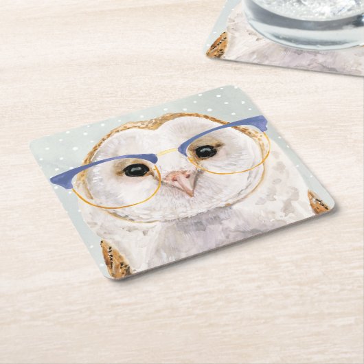 Vier-Mit Augen kluge Eule des Förster-| Rechteckiger Pappuntersetzer (angewinkelt)