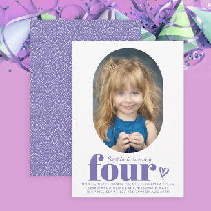 Vier moderne Minimal Foto 4. Geburtstag Einladung