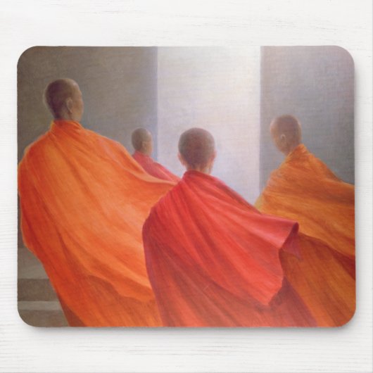 Vier Mönche auf Tempel-Schritten Mousepad (Vorne)