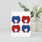 VIER MOODS IN ROT UND BLAU POSTKARTE (Stehend Vorderseite)
