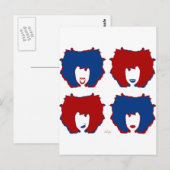 VIER MOODS IN ROT UND BLAU POSTKARTE (Vorne/Hinten)