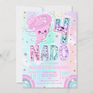 Vier Nado Regenbogen Glitter 4. Geburtstagsfeier Einladung