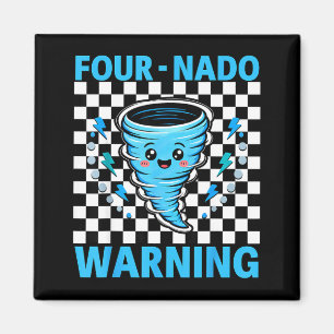 Vier Nado-Warnung zum 4. Geburtstag, 4 Jahre alte Magnet