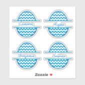 vier Namen Anpassbare ZigZag Ostereier-Aufkleber Aufkleber (Blatt)
