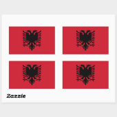 VIER Nationale Flagge Albaniens Rechteckiger Aufkleber (Blatt)