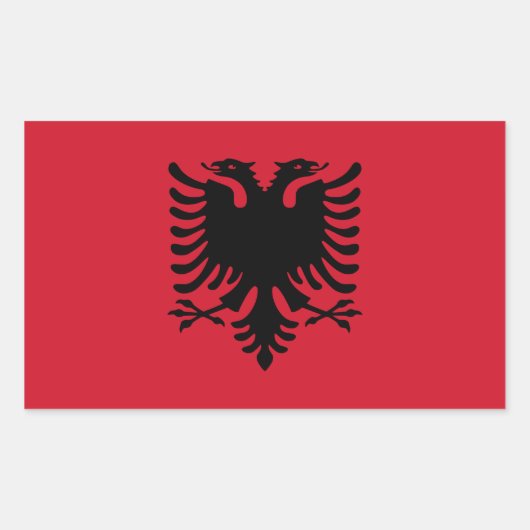 VIER Nationale Flagge Albaniens Rechteckiger Aufkleber (Vorderseite)