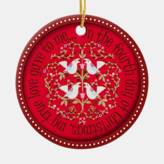 Vier nennende Vögel Keramikornament (Vorne)