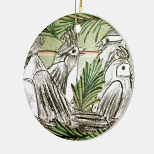 Vier nennende Vögel Keramikornament (Links)