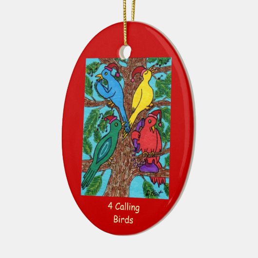 Vier nennende Vögel Keramikornament (Links)