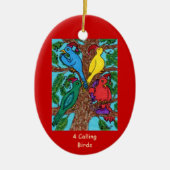 Vier nennende Vögel Keramikornament (Vorne)