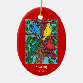 Vier nennende Vögel Keramikornament