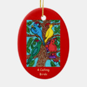 Vier nennende Vögel Keramikornament (Hinten)