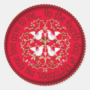 Vier nennende Vögel Runder Aufkleber