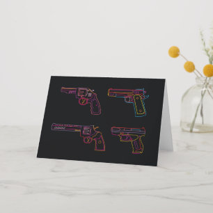Vier Neon-Handgun-Schilder Dankeskarte
