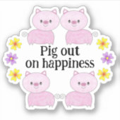 Vier niedliche rosa Schweine - Schweinchen auf dem Aufkleber (Vorderseite)