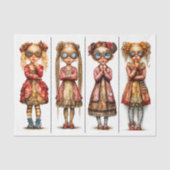 Vier Niedliche Steampunk-Girls DV3R-Decoupage Seidenpapier (Vorderseite)