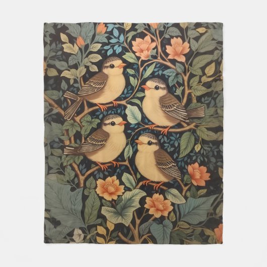 Vier Niedliche Vogelarten Inspiriert Fleecedecke (Vorderseite)