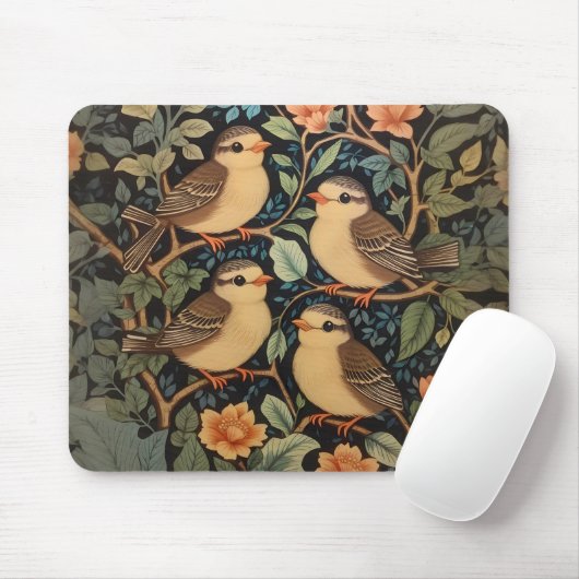 Vier Niedliche Vogelarten Inspiriert Mousepad (Mit Mouse)