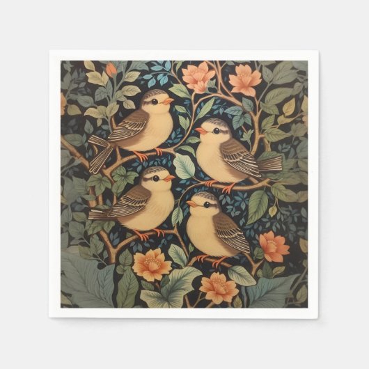 Vier Niedliche Vogelarten Inspiriert Serviette (Vorderseite)