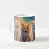 Vier niedliche weiße Katzen Kaffeetasse (Vorderseite Links)