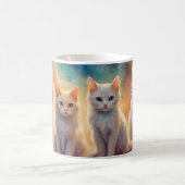Vier niedliche weiße Katzen Kaffeetasse (Mittel)